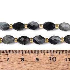 天然石のイーグルアイストーンビーズ連売り  多面カット  オーバル  シードビーズで  8~9x6~8mm  穴：1~1.2mm  約17~19個/連  7.09~7.87インチ（18~20cm）&nbsp;G-N342-53-8x6-03