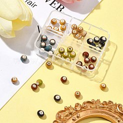 6色手作りのファンシーアンティーク釉磁器セラミックラウンドビーズ  ミックスカラー  6mm  穴：2mm  約8PCS /カラー&nbsp;PORC-FS0001-02