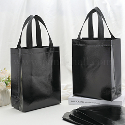 再利用可能なギフトバッグ  レーザー不織布トートバッグ ハンドル付き  長方形  ブラック  19.8x10x25.5cm&nbsp;ABAG-WH20020-02K