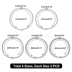 10個 5スタイル 304ステンレススチールベネチアンチェーンブレスレット  カニカン付き  ステンレス鋼色  2個/スタイル&nbsp;BJEW-UN0001-18