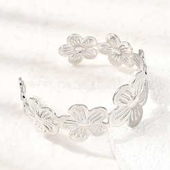 25mm 304ステンレススチール製中空フラワーカフバングル（女性用）  変色なし  ステンレス鋼色  内径：2.13インチ（5.4cm）&nbsp;SA-CBAB767-30P