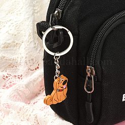 5 個 5 スタイルかわいい漫画 PVC プラスチック犬ペンダントキーホルダー  鉄パーツ  ミックスカラー  7.4~8.4cm  1個/スタイル&nbsp;KEYC-YW0001-18