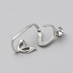 スターリングシルバーペンダントカボションセッティング925個1組  プラチナ  30x12x10mm&nbsp;STER-BC0002-65