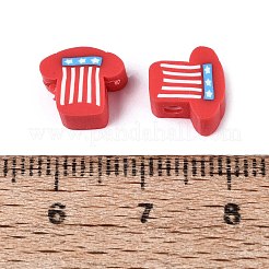 独立記念日の手作りポリマー粘土ビーズ  国旗付きの電話機  レッド  8.5~10.5x8~9x4.5mm  穴：2mm&nbsp;CLAY-Q253-14A