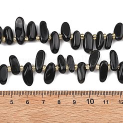 天然石オブシディアンビーズ連売り  チップ  トップ掘削  シードビーズで  9~28x5~11x3~7mm  穴：1mm  約46~59個/連  15.16~15.55''（38.5~39.5センチメートル）&nbsp;LS-G-F821-C02-01
