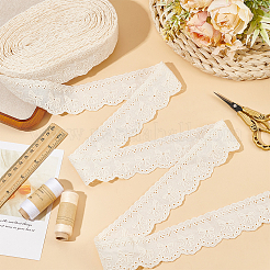 15ヤードのコットン刺繍蝶結びレースリボン  古いレース  1-5/8インチ（40mm）&nbsp;OCOR-WH0045-35C