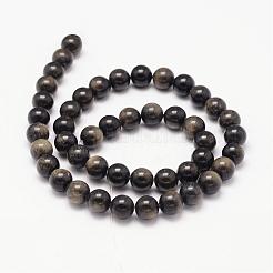 天然石ゴールデンシーンオブシディアンビーズ連売り  ラウンド  8mm  穴：1mm  約46~48個/連  15''（38センチメートル）&nbsp;G-K115-13-8mm