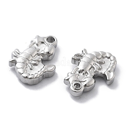 変色防止304ステンレススチールペンダント  エビのチャーム  ステンレス鋼色  15x11x3mm  穴：1.4mm&nbsp;STAS-R130-32P