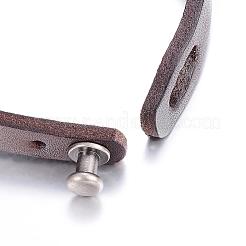 レザーコードブレスレット  合金の留め金付き  ミックスカラー  8-1/4インチ（213mm）x10mm&nbsp;BJEW-P099-13