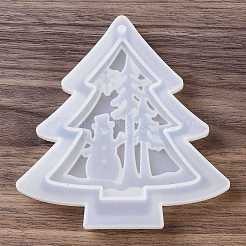 クリスマステーマ DIY ペンダント デコレーション シリコン型  エポキシ樹脂工芸品作り  ホワイト  クリスマスツリー  104x102x15.5mm  穴：3mm&nbsp;LS-DIY-F151-01A