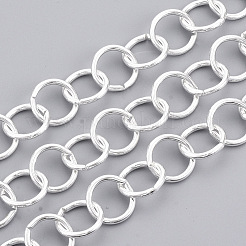 アイアン製ローロチェーン  ベルチャーチェーン  溶接されていない  スプールで  銀  リンク：15x1.8mm  約39.37フィート（12m）/ロール&nbsp;CH-S125-014-S