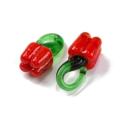 フルーツフードガラスペンダント  唐辛子  19x11x9.5mm  穴：2.5mm&nbsp;LS-RESI-U001-03B