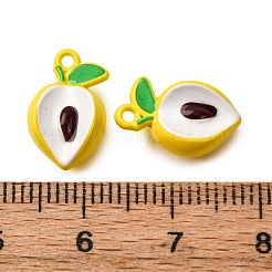 焼付塗装合金ペンダント  フルーツのチャーム  桃  14.5x9.5x6mm  穴：1.4mm&nbsp;LS-FIND-G097-04E