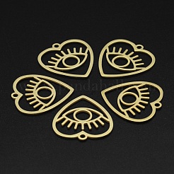 ステンレスペンダント201個  レーザー切断  中空  目でハート  ゴールドカラー  26.5x24.5x1mm  穴：2mm&nbsp;STAS-N090-LA007-2
