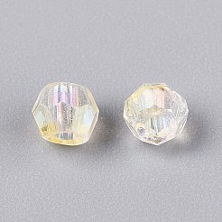 透明なスプレー塗装ガラスビーズ  コーン  ABカラーメッキ  多面カット  淡黄色  4~4.5x3.5mm  穴：1.4~1.6mm  約15380個/1000g&nbsp;EGLA-N018-4mm-10