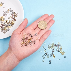 合金カニカンと鉄オープン丸カン  ミックスカラー  12x6mm  穴：1.2mm  132個/箱  5x0.7mm  約840個/箱&nbsp;FIND-YW0001-09A