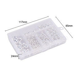 497個5スタイルabsプラスチックビーズ  ラウンド  銀メッキ  4~12x3.5~11.5mm  穴：1.2~2mm&nbsp;OACR-YW0001-10B