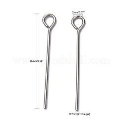 変色しにくい304ステンレススチール製アイピン  ステンレス鋼色  25mm  穴：2mm  ピン：0.7mm&nbsp;STAS-R045-25mm