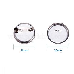 DIYの鉄のブローチパーツ  ブローチベースブランクはバックをトレイ  プラチナ  29mm&nbsp;IFIN-PH0023-60P