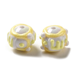 手描きのアクリルとエナメルビーズ  シャンパンゴールド  14.5~15.5x16.5~21.5x16~20mm  穴：2~2.8mm&nbsp;MACR-K354-38A
