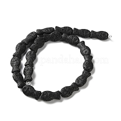 魚で染めた天然の溶岩石ビーズ連売り  ブラック  21.5x12x6mm  穴：1.6mm  約19個/連  16.14''（41センチメートル）&nbsp;G-O126-01A-07