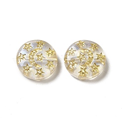 メッキアクリルビーズ  ゴールドライン入り  スター＆ムーンとフラットラウンド  ゴールド  5x12.5mm  穴：1.5mm&nbsp;MACR-J123-41
