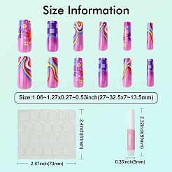 ABSプラスチックフルカバープレスオン付け爪  ネイルアート取り外し可能なマニキュア  ステッカー付き  スミレ  27~32.5x7~13.5x3.5~5mm&nbsp;DIY-CJC0006-16