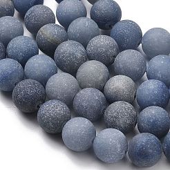染色・加熱された天然ブルーアベンチュリンビーズ連売り  艶消し  ラウンド  10mm  穴：1mm  約37個/連  14.9インチ&nbsp;G-J376-31-10mm