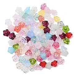 ベーキングペイント透明ガラスビーズ  ペチュニア  ミックスカラー  9x9x6mm  穴：1.4mm&nbsp;GLAA-T025-81C