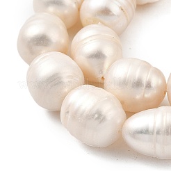天然養殖淡水パールビーズ連売り  ライス  グレードA  古いレース  11~12mm  穴：0.5mm  約29個/連  13.98''（35.5センチメートル）&nbsp;PEAR-I007-01I-02A