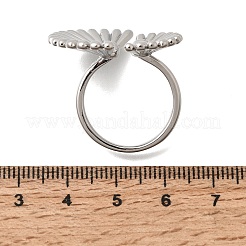 女性用真鍮カフオープンリング  ファン  プラチナ  2.5mm  usサイズ8 1/2(18.5mm)&nbsp;RJEW-F215-08P