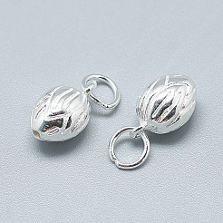 925スターリングシルバーチャーム  丸カン付き  楕円形/つぼみ  銀  12x7x6mm  穴：4mm&nbsp;STER-T002-119S
