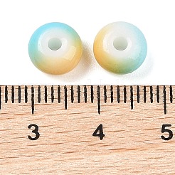 オペークスプレープリントガラスビーズ  ロンデル  ドローベンチスタイル  ディープスカイブルー  8x5mm  穴：2mm  約1041個/450g&nbsp;GLAA-G118-01A