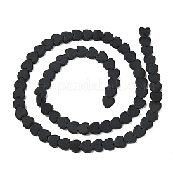 艶消し合成ガラスビーズ連売り  ハート  ブラック  6x6.5x2.5mm  穴：0.8mm  約75~76個/連  15.12''~15.16''（38.4~38.5センチメートル）&nbsp;G-A272-A01-02