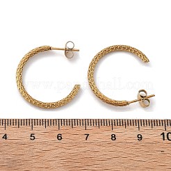 304ステンレススチールツイストC字スタッドピアス  イオンプレーティング（ip）  18KGP本金メッキ  25x2mm&nbsp;EJEW-R017-03G-02