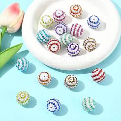 20色のストライプの樹脂ラインストーンビーズ9個  フーセンガム風ラウンドビーズ  アクリルと  ミックスカラー  20mm  穴：2mm&nbsp;OACR-FS0002-35