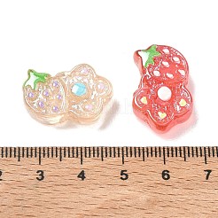 プラスチックエナメルビーズ  花とイチゴ  ミックスカラー  15x22x8.5mm  穴：1.5mm&nbsp;KY-F025-04
