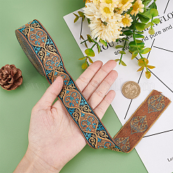 刺繍チロリアンテープ  ジャカードリボン  服飾材料  花柄  ドジャーブルー  1-1/8インチ（30mm）  約7.66ヤード（7m）/ロール&nbsp;OCOR-WH0073-47B-02