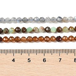 ミックス天然石ビーズ連売り  多面カットラウンド  4mm  穴：0.7mm  約90個/連  15.35インチ（39cm）&nbsp;G-G161-A15-03