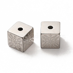 変色しない304ステンレススチールビーズ  キューブ  ステンレス鋼色  8x8x8mm  穴：2mm&nbsp;STAS-A080-28P
