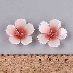 熱収縮アクリルビーズキャップ  5  - 花びらの花  トマト  31~35x32~36x7~11mm  穴：1.6~1.8mm&nbsp;OACR-N164-18