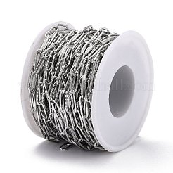 変色しにくい304ステンレススチールのペーパークリップチェーン  スプールで  ハンダ付け  ステンレス鋼色  12x4.5x1mm  10.93ヤード（10m）/ロール&nbsp;CHS-D033-06P-01