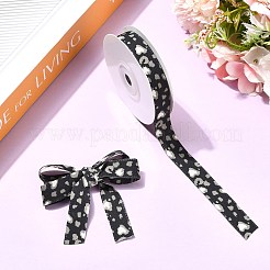 ポリエステルリボン  ヒョウプリント模様  洋服アクセサリー用  ブラック  5/8インチ（15mm）  約10.00ヤード（9.14m）/ロール&nbsp;OCOR-TADJ0001-08B