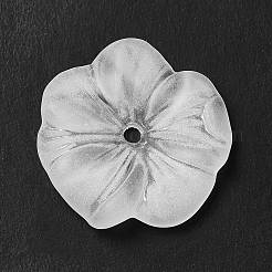 透明なアクリルビーズキャップ  5花びら  艶消し  花  ホワイト  23x23x4mm  穴：2mm  約625個/500g&nbsp;MACR-J122-01