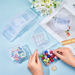 ヒンジ付き蓋付きプラスチックビーズ容器  正方形  透明  7.7x7.35x2.45cm  内径：7x6.95のCM&nbsp;CON-WH0086-222