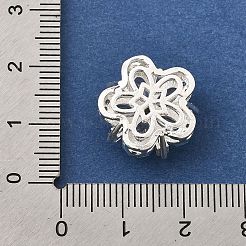 花の真鍮マイクロは、クリアキュービックジルコニアビーズを開く  ラックめっき  長持ちメッキ  鉛フリー＆カドミウムフリー  銀  17x16x9mm  穴：1.8mm&nbsp;KK-Z156-14S-03