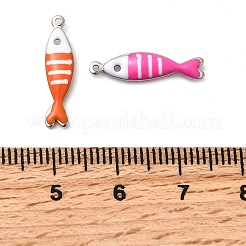 304ステンレススチールエナメルチャーム  海洋動物  ステンレス鋼色  魚  18.5x4.5x2mm  穴：0.9mm&nbsp;X-STAS-Q363-14J-P