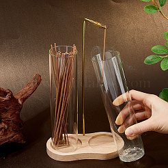 ガラスの香炉  木製ベースと鉄製クリップ付き  ホームオフィス茶屋禅仏教用品  ナバホホワイト  149.5x77x15mm&nbsp;AJEW-WH0410-193A