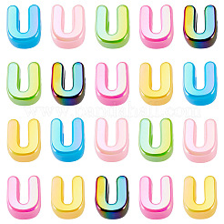 UVメッキ不透明アクリルヨーロピアンビーズ20個  大きな穴の開いた虹色のビーズ  ミックスカラー  U字  20.5x17.5x13.5mm  穴：6mm&nbsp;OACR-TADJ0001-16U