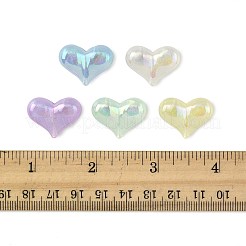 40 個の UV メッキレインボー虹色アクリルビーズ  グリッターパウダー付き  ハート  ミックスカラー  16.5x22.5x9mm  穴：1.6mm&nbsp;OACR-FS0002-25